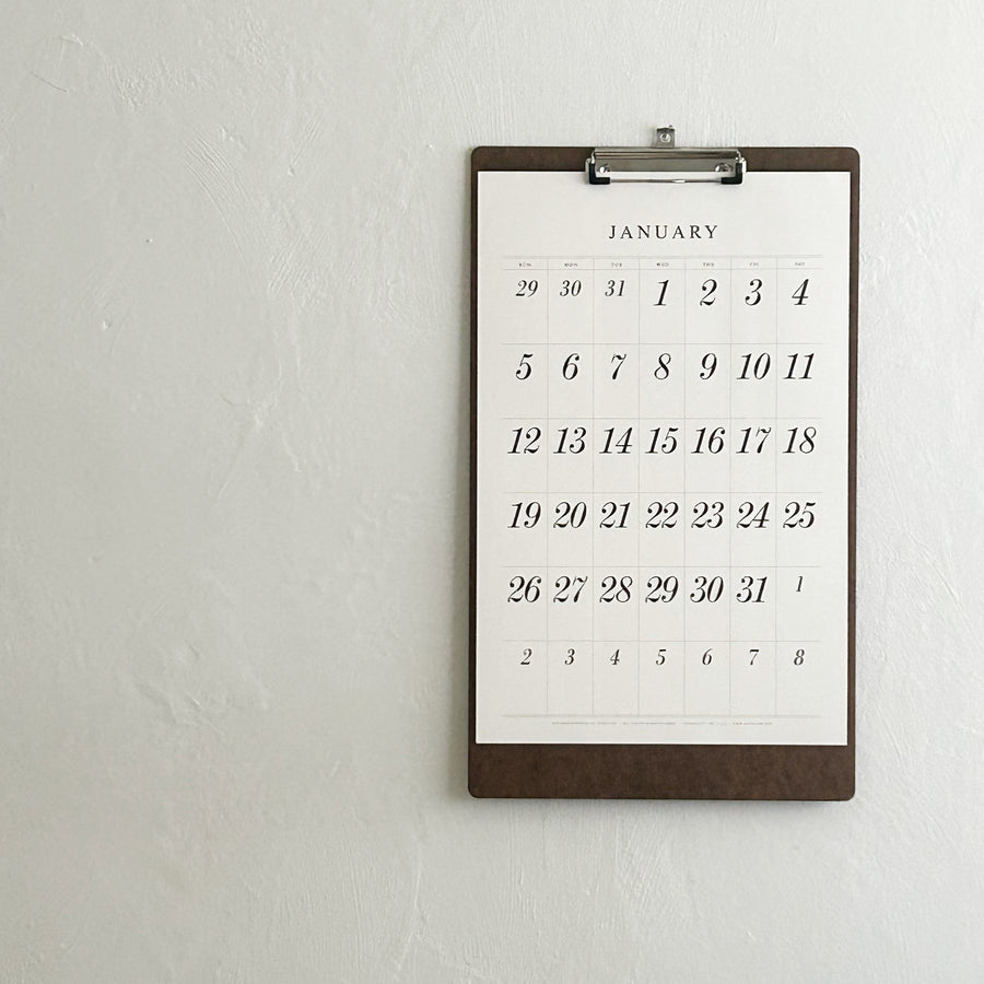 2025  Wall Calendar with Italic Numbers