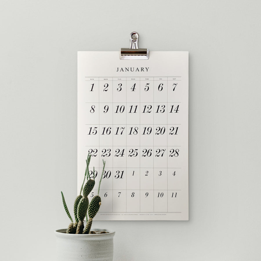 2023 -2024  Wall Calendar with Italic Numbers