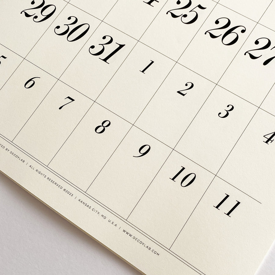 2023 -2024  Wall Calendar with Italic Numbers