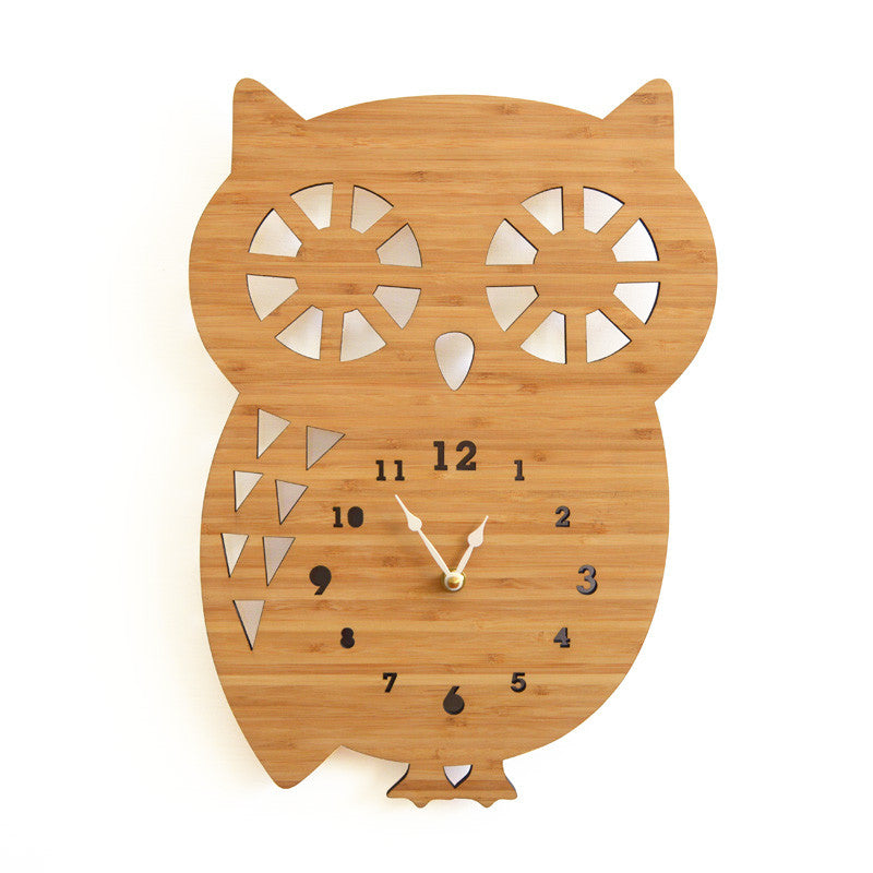 Bamboo Large Owl Clock