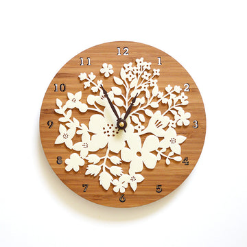 Lasercut flower wall clock