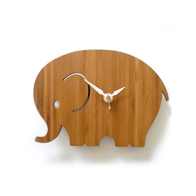 Bamboo elephant clock small